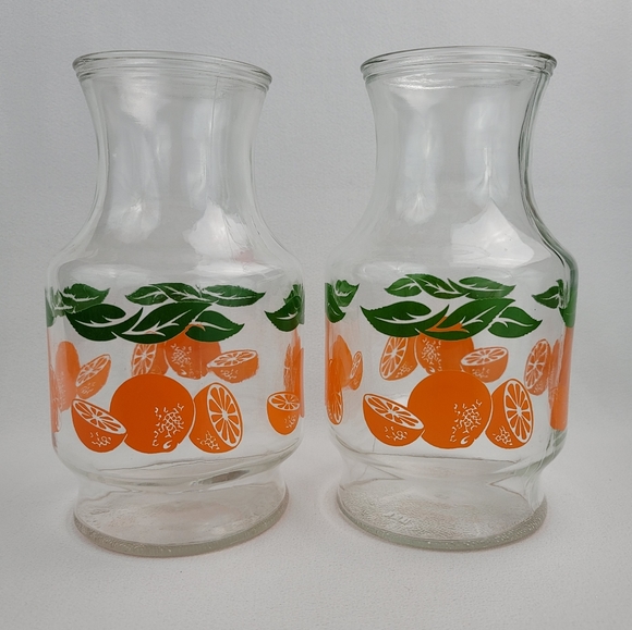 (2) Vtg Anchor Hocking Glass Orange Juice Carafe - Picture 12 of 12